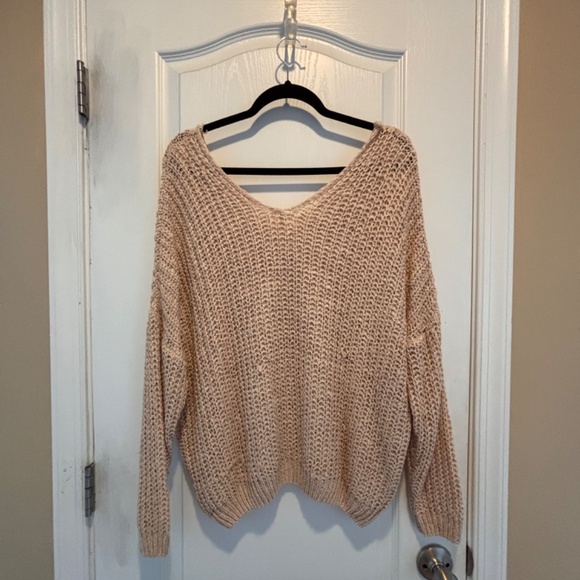 Miracle Double-V-Neck Pale Pink Sweater, S/M - Picture 2 of 4